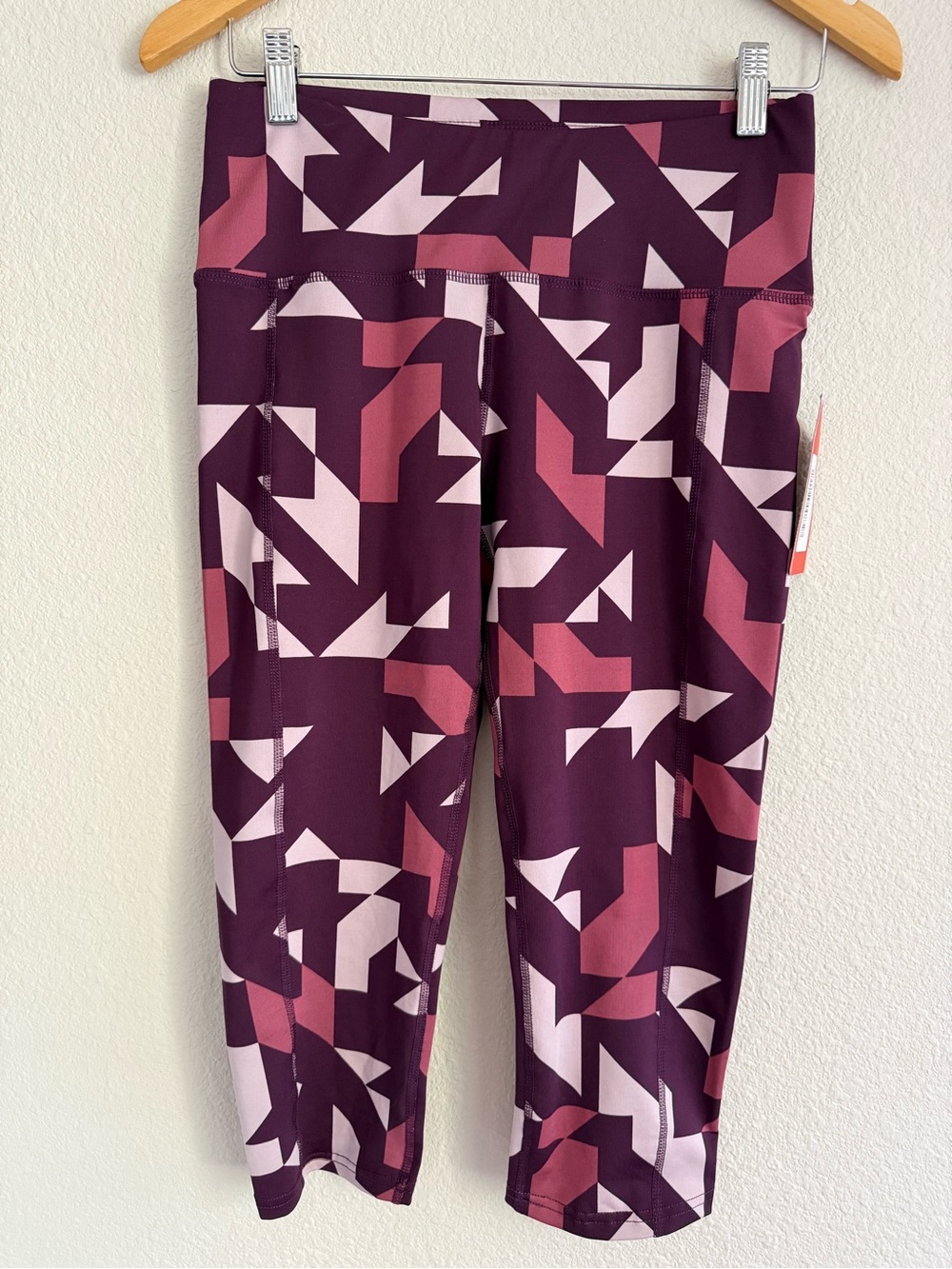 Oiselle Women's Size 8 Purple Patterned Half Cropped Athletic Leggings